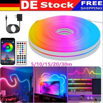 5-20M Neon LED Strip Streifen 24V RGB Flex Schlauch diffus Lichtband Dimmbar APP