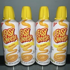 4x Nabisco Easy Cheese Cheddar 8 Oz Cans Squirty Squirt Spray 01/2026