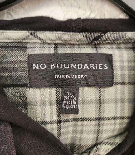 No Boundaries Men's Hooded Long Sleeve Flannel Shirt 3XL Green Midnight New - Picture 5 of 5
