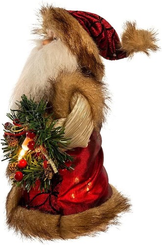 Kurt Adler 10 hellburgunder und braun Weihnachtsmann Baumkrone, 10 Zoll - Bild 2 von 5