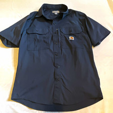 Carhartt Force Men’s Blue Short Sleeve Button-Front Work Shirt M Chest Pockets