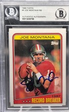 1988 Topps Joe Montana Beckett Authentic Auto