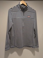 VINEYARD VINES Performance Sankaty Shep Shirt 1/4 ZIP WOMEN MEDIUM NAVY STRIPE