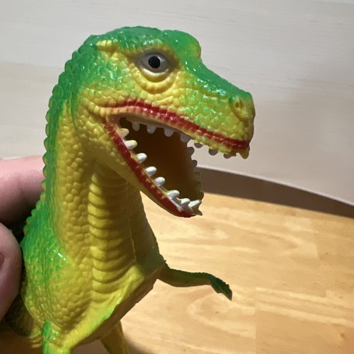 Vintage 1985 Imperial Hartplastik Dinosaurier Spielzeug T-Rex 8" grün gelb - Bild 8 von 11