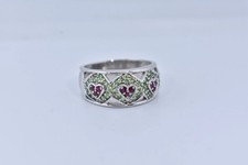 Vintage Handmade Genuine Green Peridot Filigree Setting 925 Sterling Silver Goth