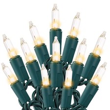 Christmas String Lights 50 Count, Green Wire, UL , White
