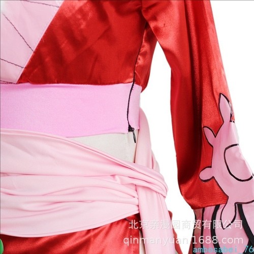 Boa Hancock Qipao Cosplay Red White Fur Cape Flared Sleeves Halloween Convention - Picture 5 of 14