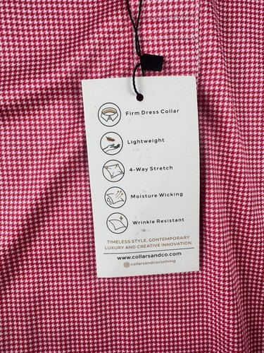 NEU Collars and Co Herren Original Kleid Kragen Hahnentritt Poloshirt Rot Small - Bild 2 von 4