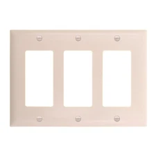 PASS & SEYMOUR TP263-LA DECORATOR WALL PLATE, 3-GANG, LIGHT ALMOND