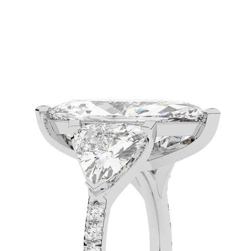 Anillo solitario marquesa trilogía de diamantes cultivados en laboratorio oro blanco de 14 k 8,35 quilates F VVS2 - Imagen 14 de 20