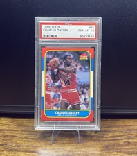 1986 Fleer Charles Oakley Chicago Bulls Rookie Base PSA GEM MT 10 Card #81. rookie card picture