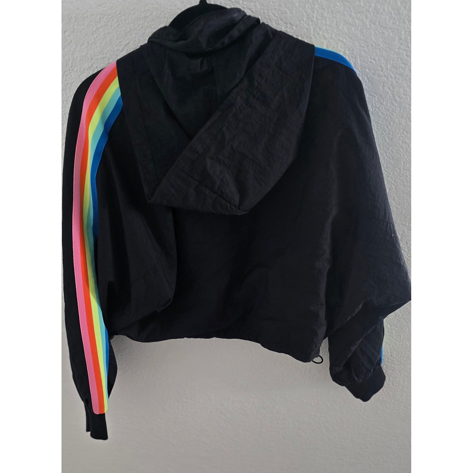 Fabletics Black Medium Jacket, Rainbow Stripe Lig… - image 2