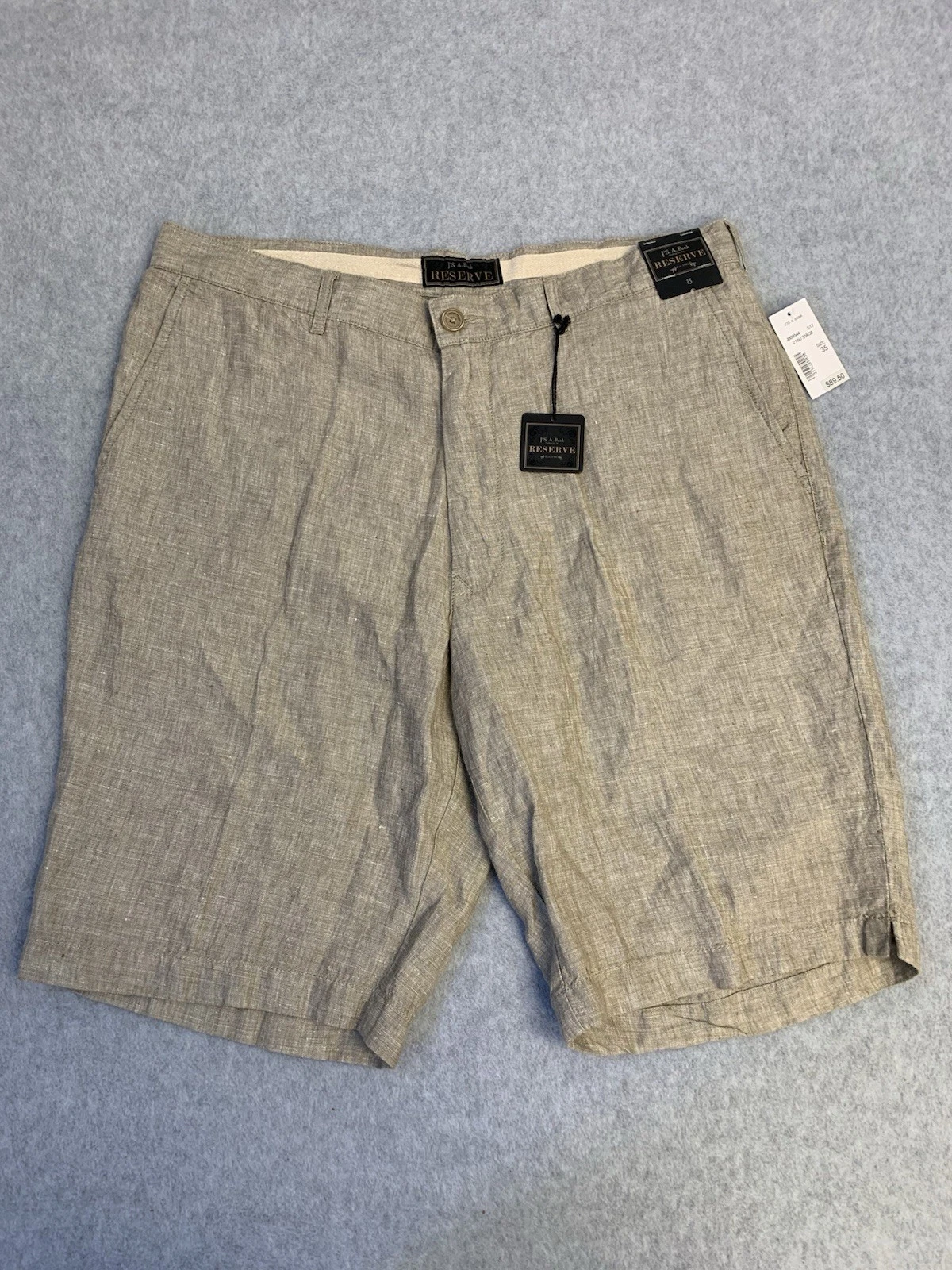 Jos. A. Bank Safari 100% Linen Shorts Mens 35 Gray Cool Coastal MSRP $89.50