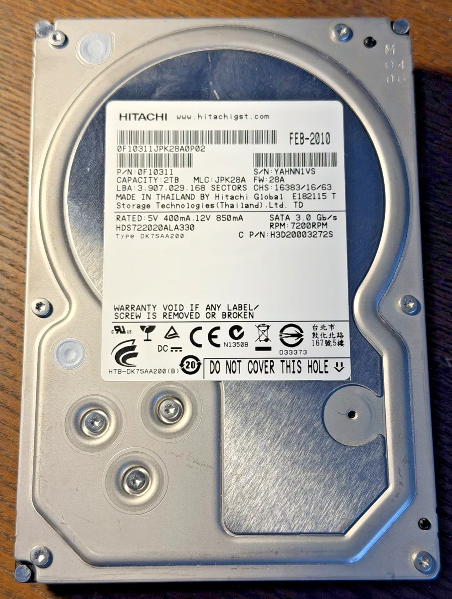 Hitachi 32 MB Cache Internal Hard Disk Drives 2TB Storage Capacity