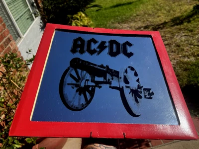 Vintage AC/DC Carnival Prize Mirrored Glass For Those About To Rock 12' x 12' - Image 1 of 4
