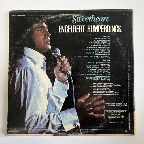 Engelbert Humperdinck Sweetheart LP Vinyl Stereo Record Parrot XPAS 71043 - Picture 2 of 4