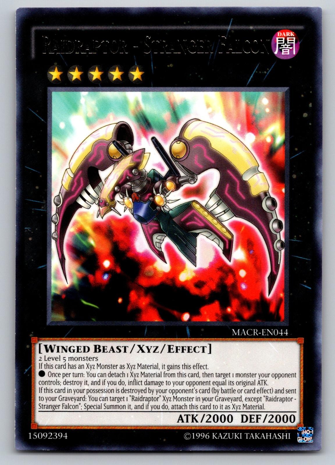 Raidraptor - Stranger Falcon MACR-EN044 Maximum Crisis Yu-Gi-Oh Unlimited LP