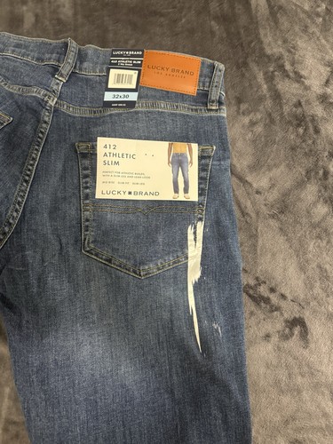 Jeans uomo Lucky Brand 412 Athletic Fit slim taglia 32x30 lavaggio medio nuovo con etichetta leggi! - Foto 9 di 9