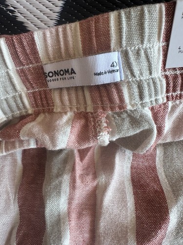 Sonoma Linen Shorts Womens Size 4X Comfort Waistband Pink Stripe NWT - Picture 6 of 8