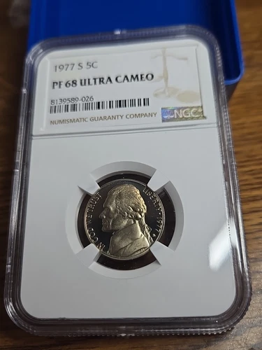 1977-S PF 68 Ultra Cameo NGC U.S / United States 5c Jefferson Nickel
