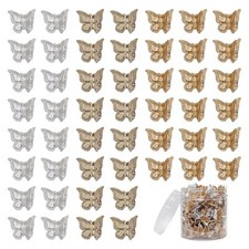 50 Pieces Assorted Color Butterfly Hair Clips, 50 Pack Gold, silver, copper