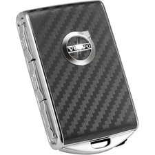 Car Key Fob Cover Compatible with XC90, XC60, XC40, S60, Carbon Fiber - Black