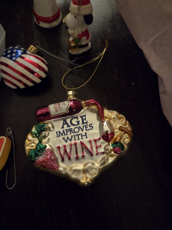 Age Improves With Wine Glass Christmas Ornament Cabernet Sauvignon