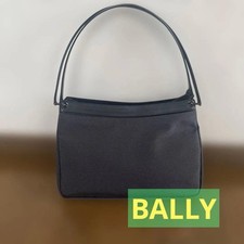 Bally Hobo Shoulder Bag Gray Canvas Leather Minimalist Business Ready Japan