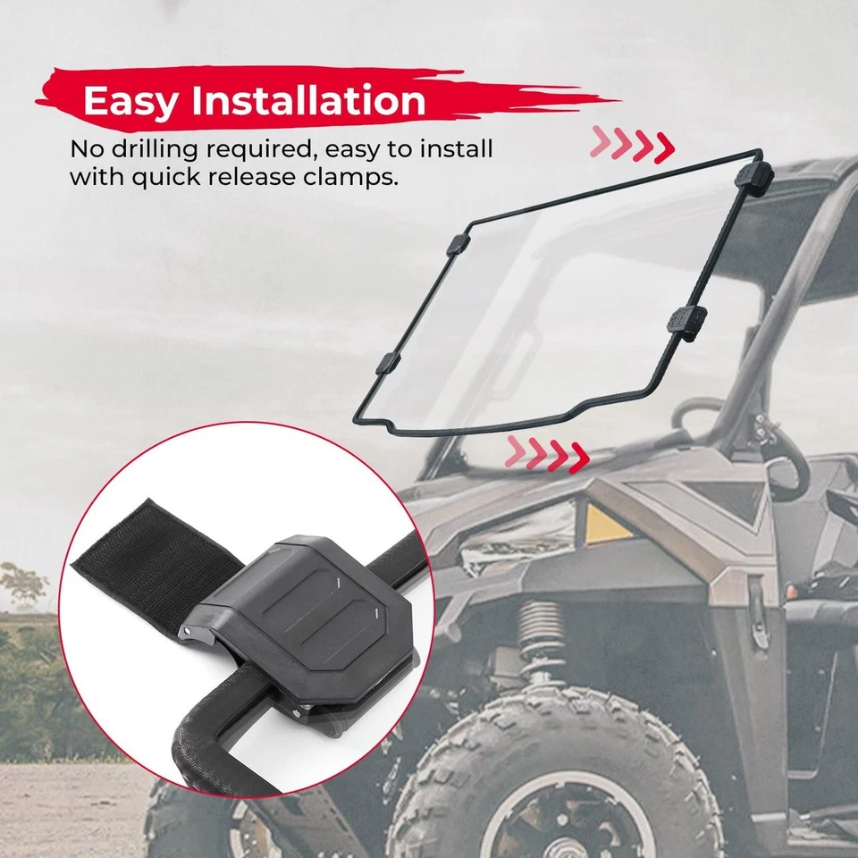 Parabrisas completo Kemimoto Polaris Ranger tamaño mediano 500/570 doble/EV/ETX 2015-2025 Foto 4 de 4