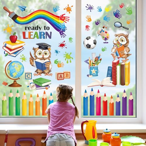 Inspirational Quotes Window Clings Back to School Kids Reading Books Rainbow - Picture 1 of 6