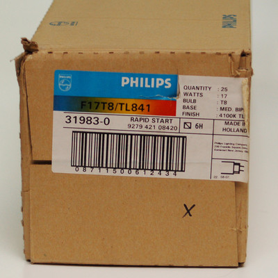 Case of Philips TL 80 Series Fluorescent Bulbs, 17watt T8, F17T8/TL841 (31983-0)