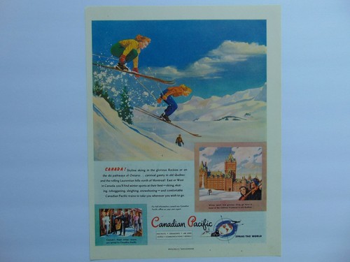 1947 TRAVEL CANADA With CANADIAN PACIFIC vintage art print ad