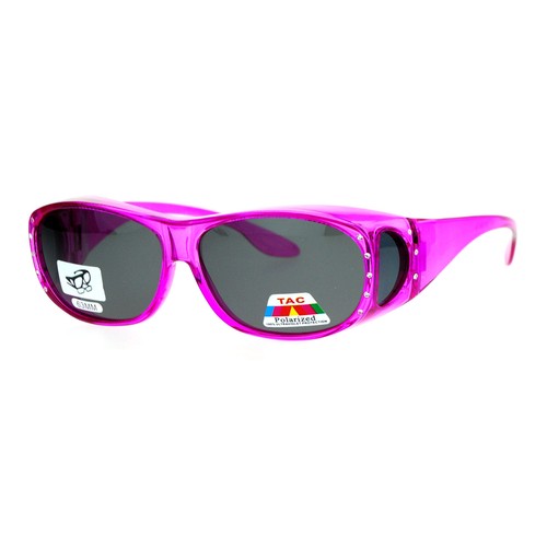 Womens Polarized Fit Over Glasses Rhinestone Sunglasses Oval Rectangular - Picture 32 of 35
