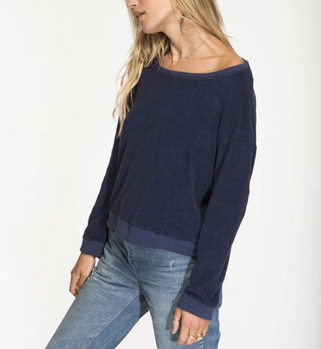 NWT NIGHTCAP FREE PEOPLE BLUE *SHERPA* COZY SWEATSHIRT LOUNGEWEAR ACTIVE TOP M - Picture 2 of 9