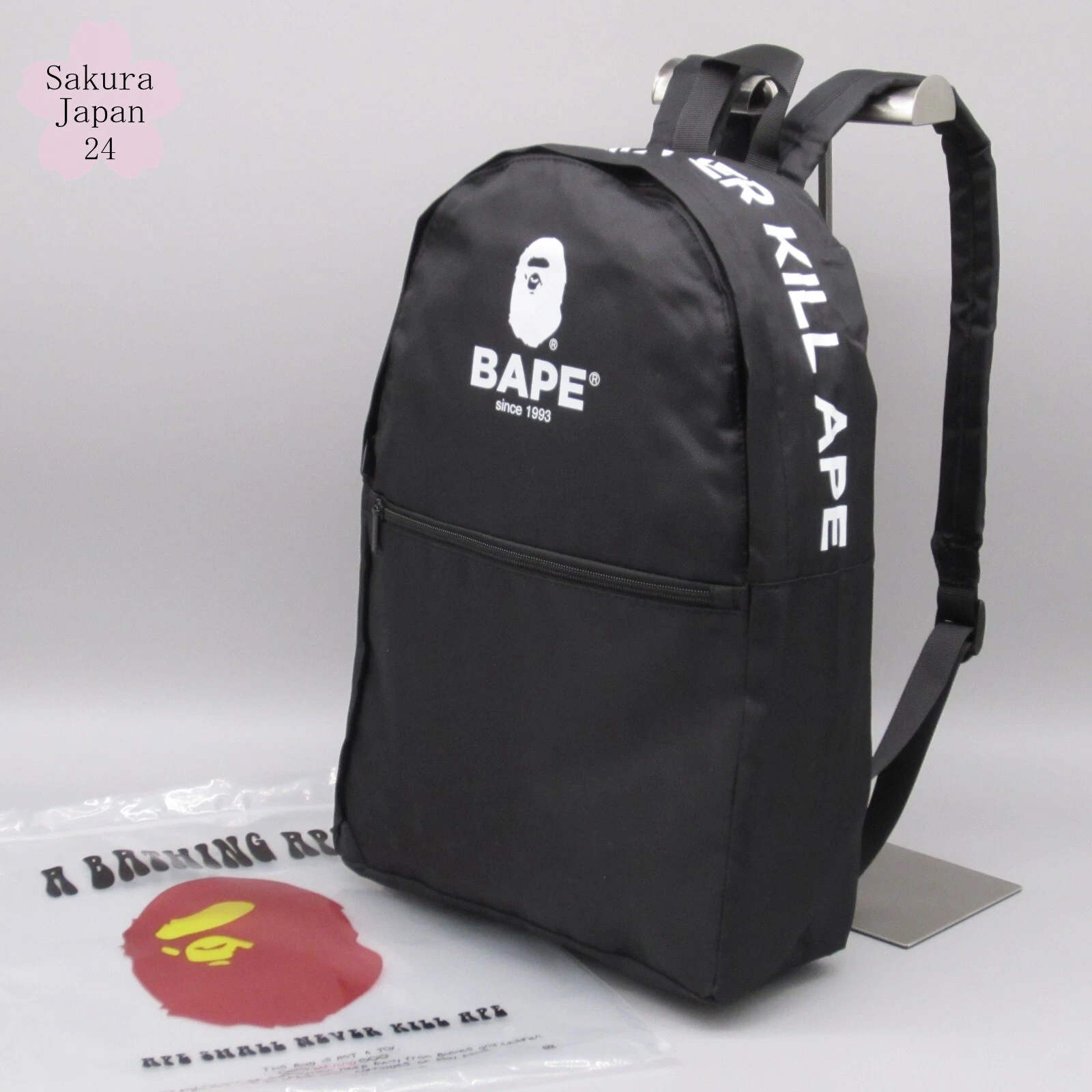 A BATHING APE (BAPE) Zaino BAPE A Bathing Ape Ape Ape Logo Nero 2019 AW Magazine Regalo Gratuito