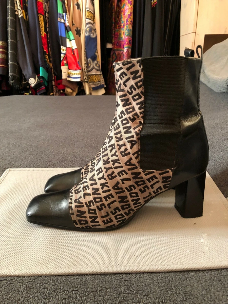 SONIA RYKIEL LUXURY BOOTS CHELSEA PRINT ORIGINAL MULTICOLORED 38 EUR 8 US 5 UK