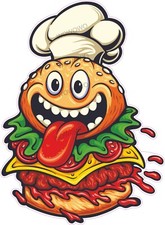 Catering van unit sticker Burger mascot trailer decal hot food 200x145 design A