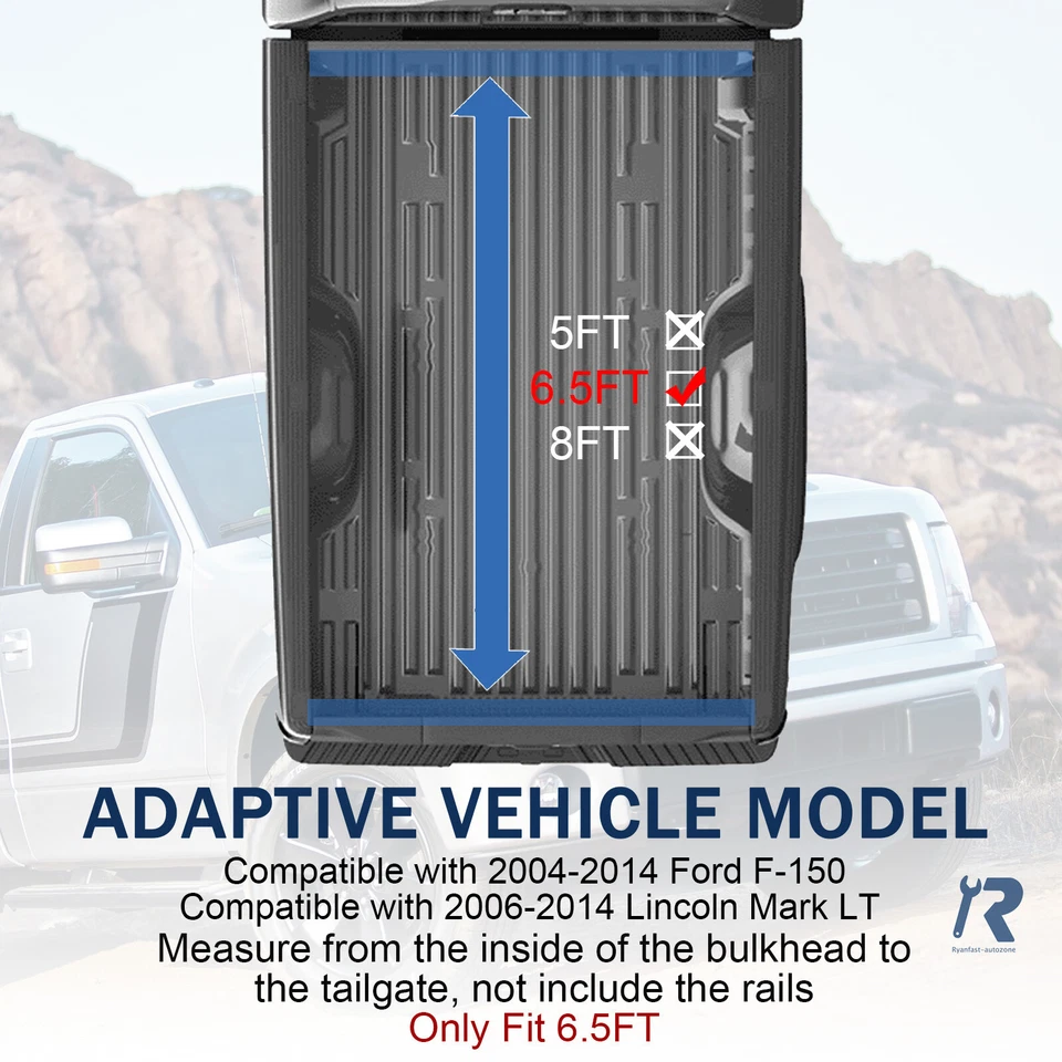 Cubierta rígida triple plegable 6,5 pies apta para 04-14 Ford F-150 06-14 Lincoln Mark Foto 2 de 4