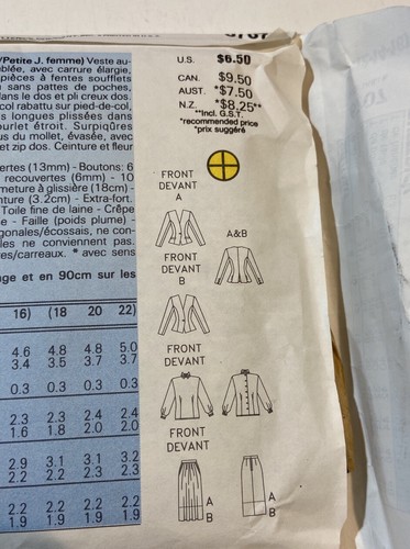 Butterick Muster 6707 Größen 12-16 Evan-Picone Misses Petite Jacke Bluse Rock - Bild 3 von 4