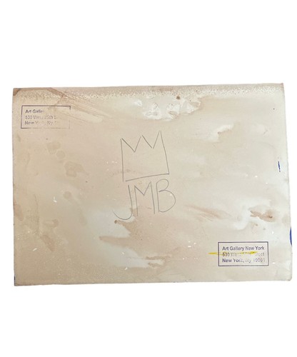 JEAN MICHEL BASQUIAT-POSTCARD PAINTING ON CARDBOARD-SIGNED - Picture 2 of 2