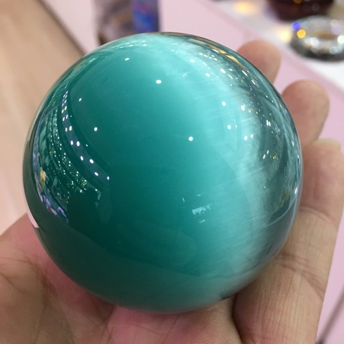 290g Rare Quartz blue Cat Eye Crystal Healing Ball Sphere 60mm + Stand - Picture 2 of 7