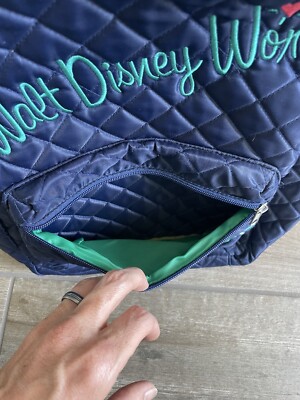 Disney Parks exclusive blue quilted embroidered Minnie Mickey backpack EUC HTF Disney Parks exclusive blue quilted embroidered Minnie  main image 4