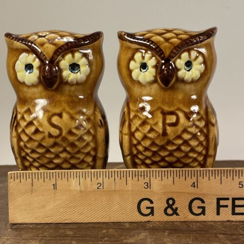 Shaker sale e pepe gufo vintage ceramica marrone - Foto 2 di 9