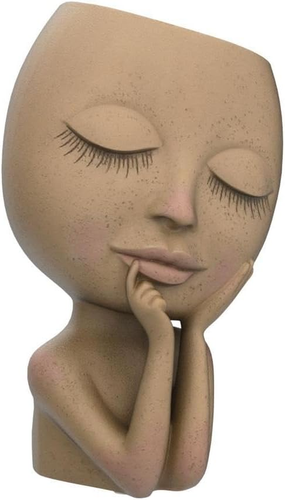 AIMEBBY Resin Head Face Planter Flower Pot for Indoor and Outdoor Plants with Dr - Picture 4 of 8