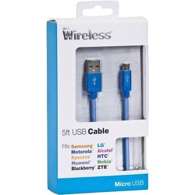 Just Wireless Microusb 5 Ft Mesh Cable For Android Smartphones And Devices Blue Ebay