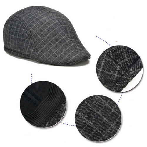Mens Flat Cap Gatsby Tweed Baker Boy Hat Herringbone Newsboy Cap One Size - Picture 2 of 12