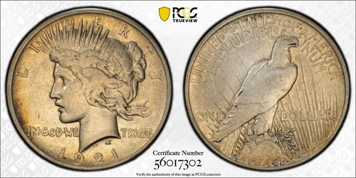1921 High Relief Peace Silver Dollar PCGS VF30 #7302