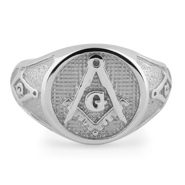 Solid Platinum 950 Masonic Ring Freemason Master Mason High Quality Filled Back