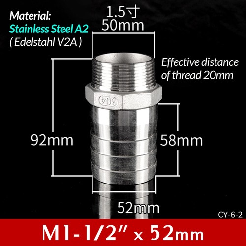Schlauchtülle Edelstahl V2A mit AG, Schlauchanschluß Stutzen | Schlauchnippel - Picture 67 of 72