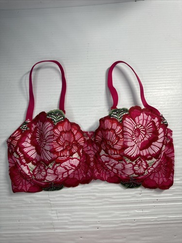 Adore Me Colete Contour Plus Balconette Bra Printed Lace Rose Size 32DD NWT